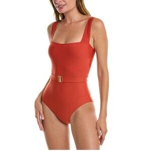 NWT Hermoza Belted Marisa One Piece Swimsuit In Fire Sz 10 $158 MSRP